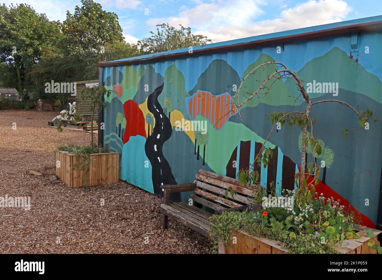 Office, GAFA, Glossopdale Action for allotments, Gamesley Estate, Melandra Castle Road, Gamesley, High Peak, Inghilterra, REGNO UNITO, SK13 0BN Foto Stock