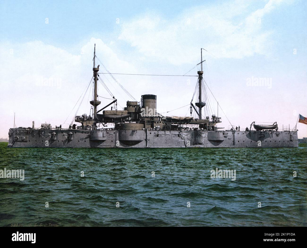 USS Texas, la prima corazzata americana, costruita nel 1892 Foto Stock