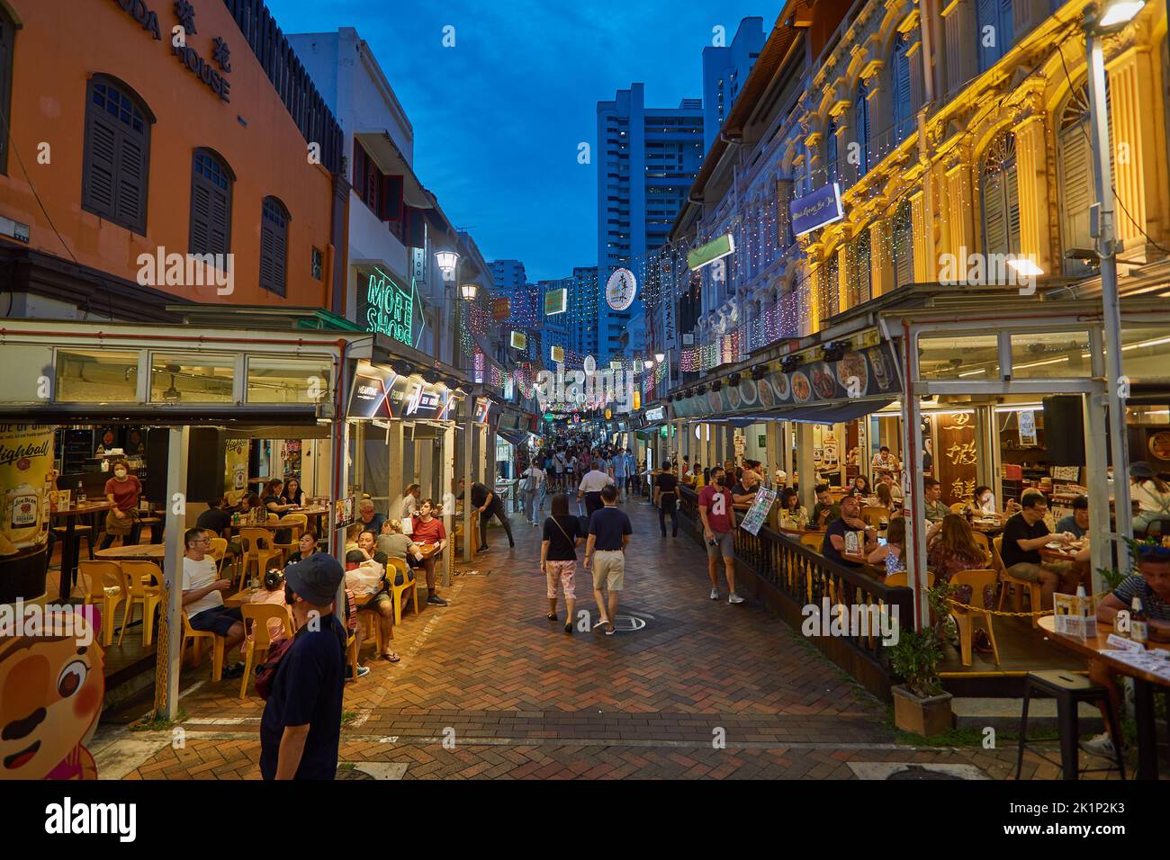 Chinatown di Singapore di notte Foto Stock