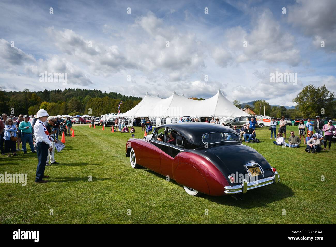 Auto sportiva Jaguar al salone di auto sportiva "British Invasion" di Stowe, Vermont, USA. Foto Stock