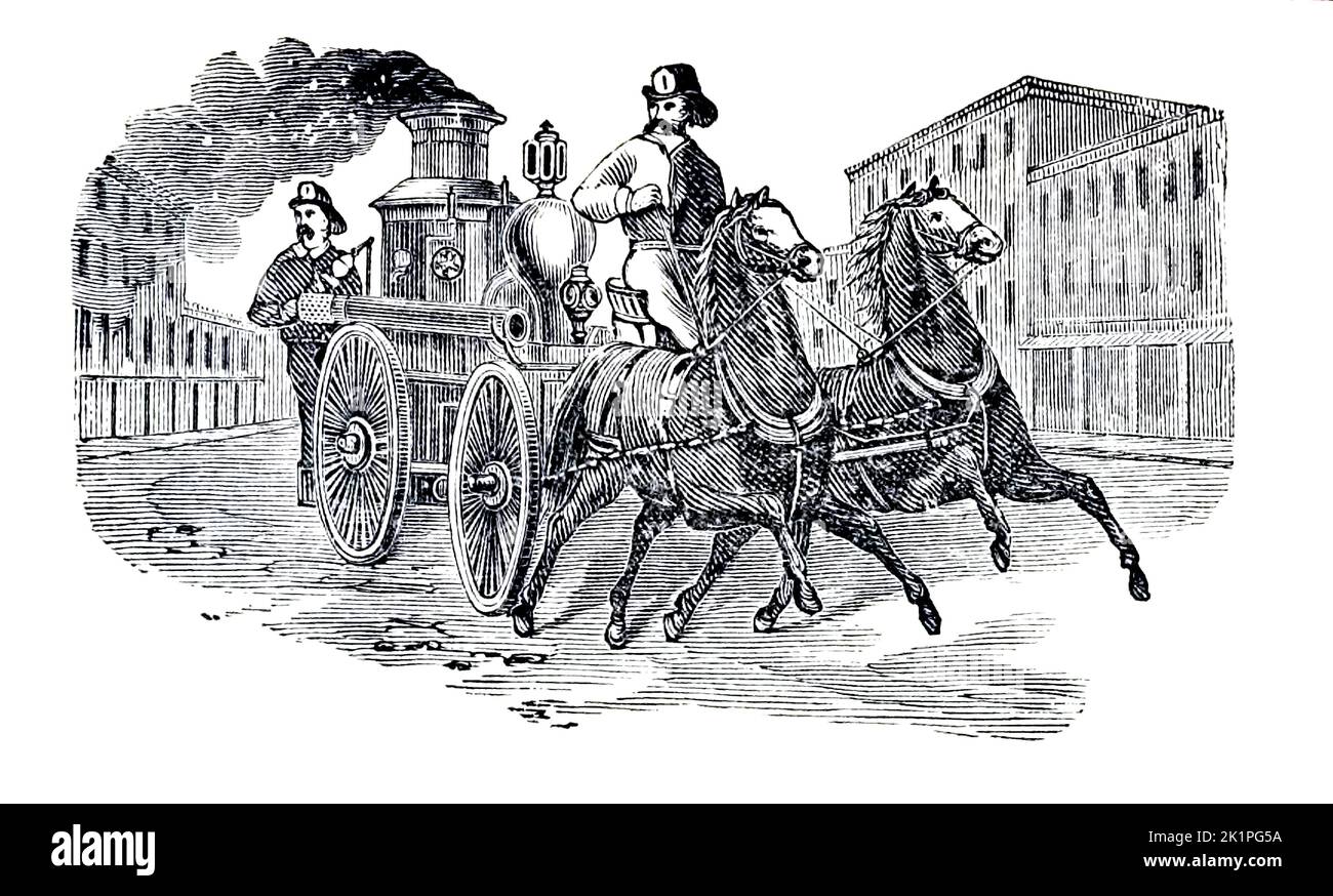 Rushing to a Fire from the book ' Hand-book of modern Steam Fire-Engine : including the running, care and management of Steam Fire-Engine and Fire-Pumps ' by Roper, Stephen Pulication date 1889 Publisher Philadelphia, Pa. : E. Meeks Foto Stock