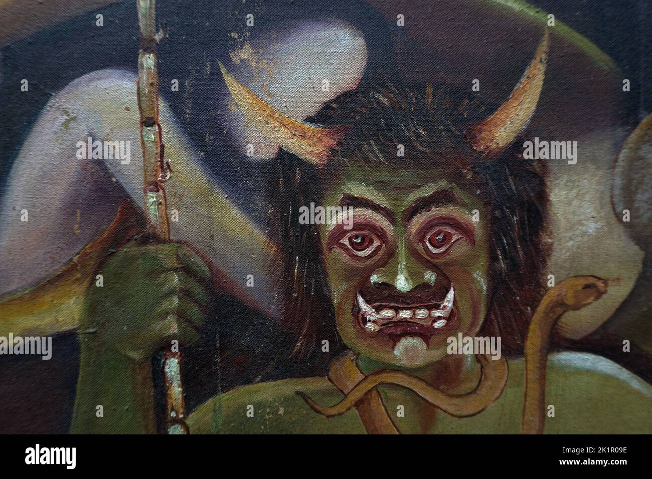 Pittura Halloween colore olio diavolo , inferno , Satana , fantasma Foto Stock