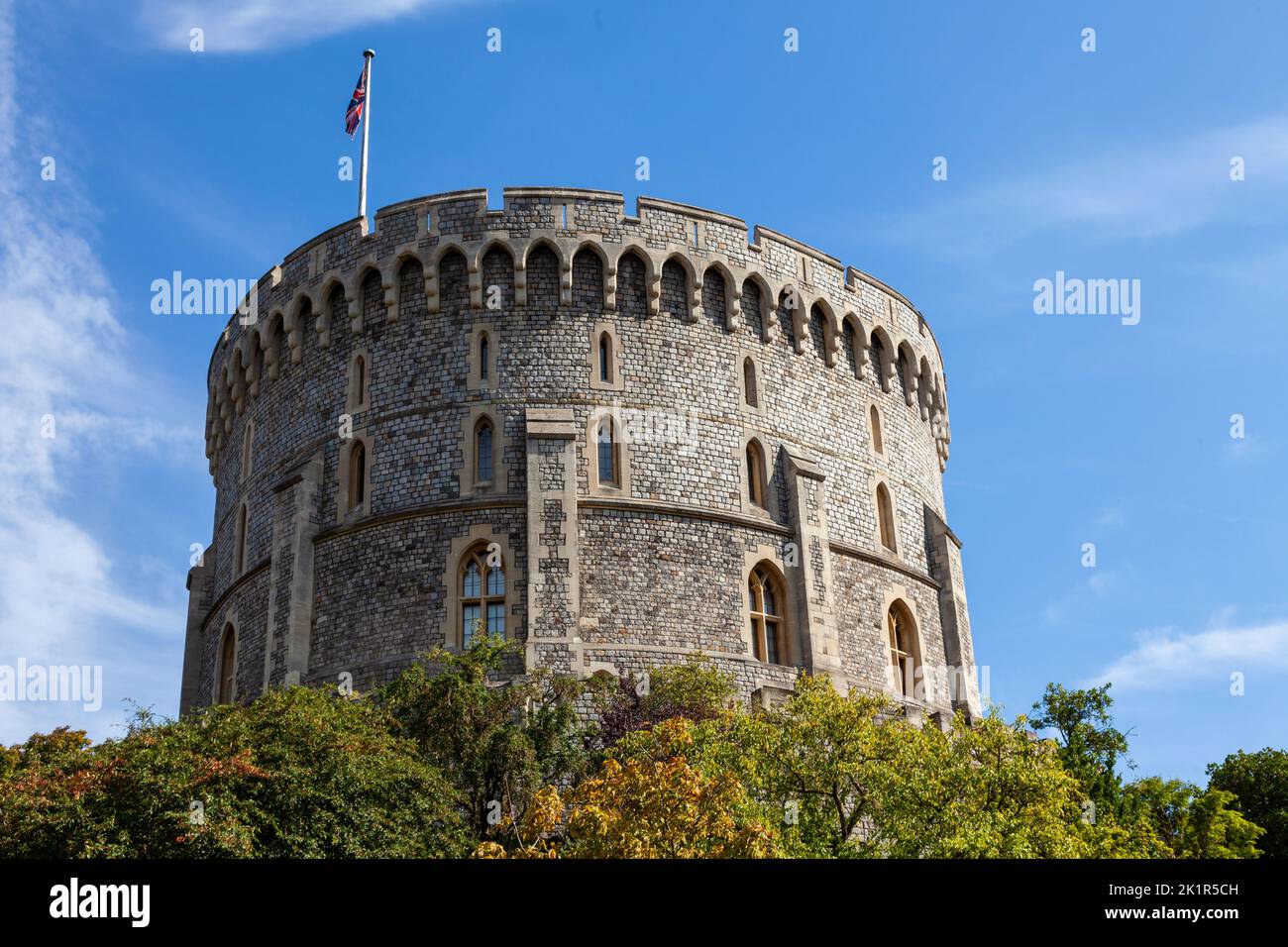 La torre circolare, il Castello di Windsor, Windsor, Berkshire, Inghilterra, Regno Unito Foto Stock