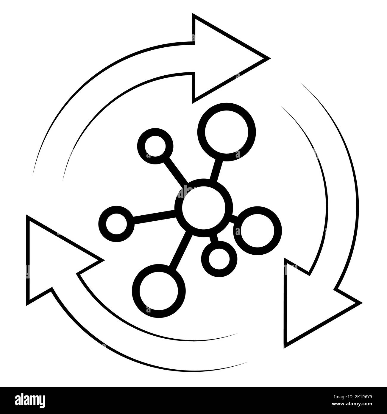 Icona metabolismo rigenerazione delle cellule del corpo salute biochimica umana simbiosi medicina Illustrazione Vettoriale