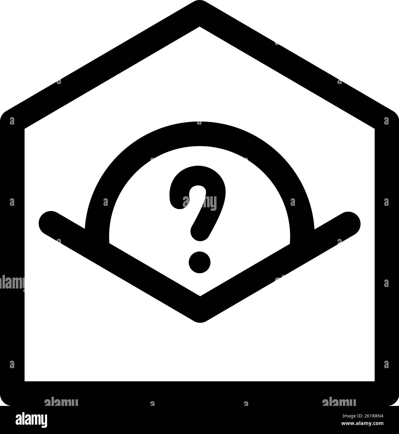 Mail con domanda Mark monoline vettore logo icona. Cartello piatto isolato su sfondo bianco. Illustrazione del file modificabile. Illustrazione Vettoriale