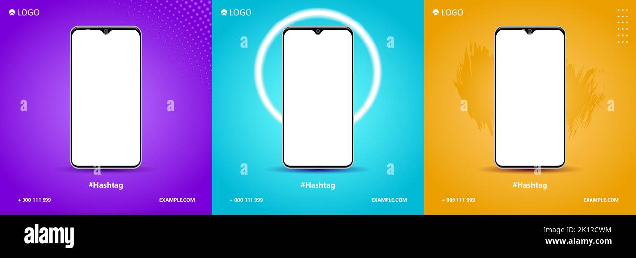 Modello di campagna di marketing del prodotto per il digital social media smartphone Illustrazione Vettoriale