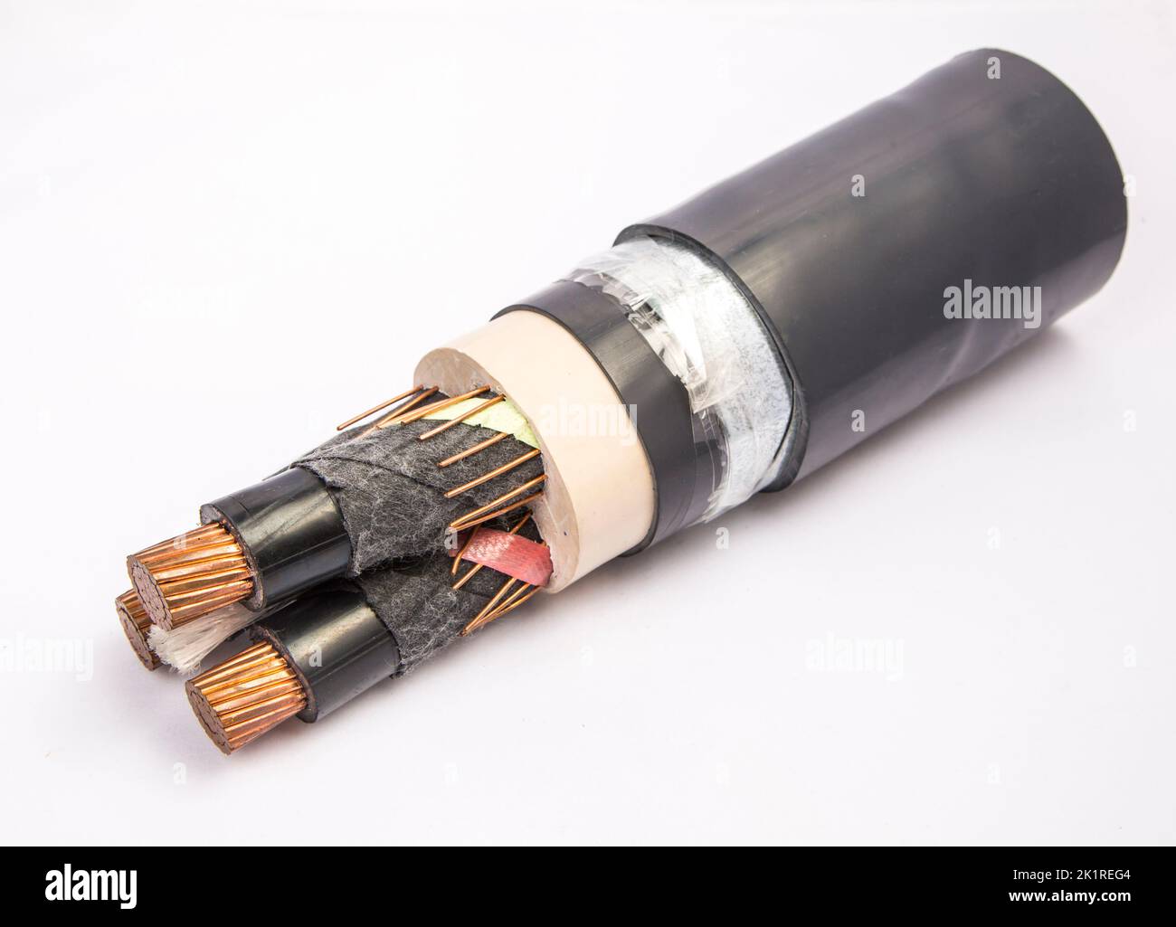Sezione trasversale del cavo ad alta tensione, isolamento in polimero Foto Stock