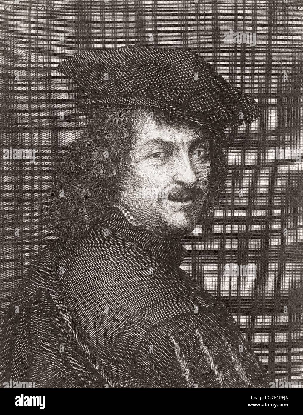 Frans Hals il Vecchio, c. 1582 - 1666. Artista olandese. Dopo un'incisione di David Coster dal lavoro di Anthony van Dyck. Foto Stock
