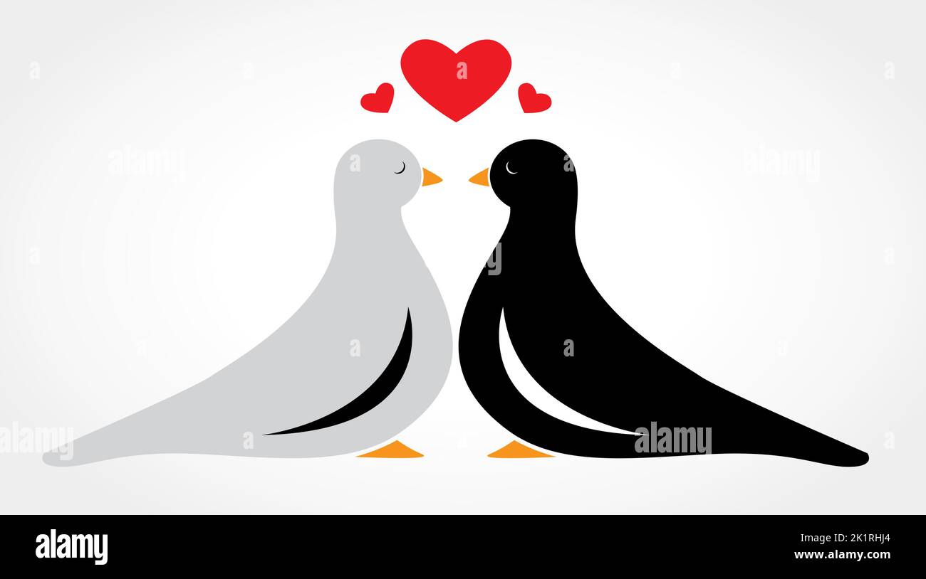 Un uccello di coppia che si innamora su sfondo bianco. Illustrazione vettoriale a strati facilmente modificabile. Animali selvatici. Illustrazione Vettoriale