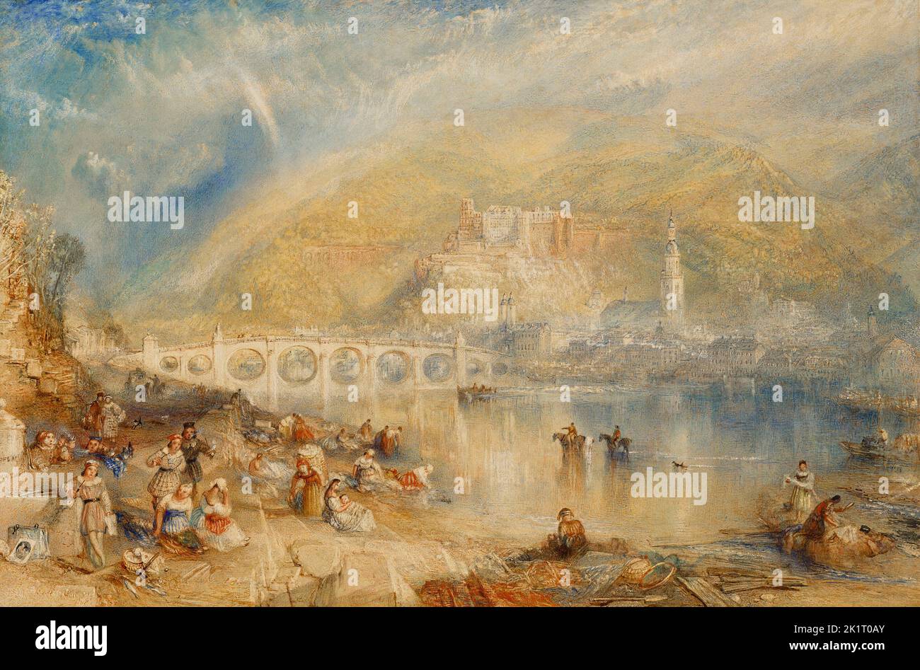 Heidelberg, con un arcobaleno. Museo: COLLEZIONE PRIVATA. AUTORE: JOSEPH MALLORD WILLIAM TURNER. Foto Stock