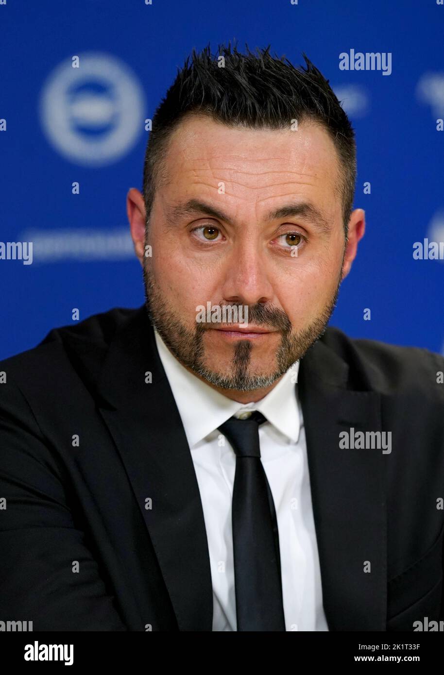 Nuovo direttore di Brighton e Hove Albion Roberto De Zerbi durante la conferenza stampa presso l'American Express Elite Football Performance Centre di Brighton. Data immagine: Martedì 20 settembre 2022. Foto Stock