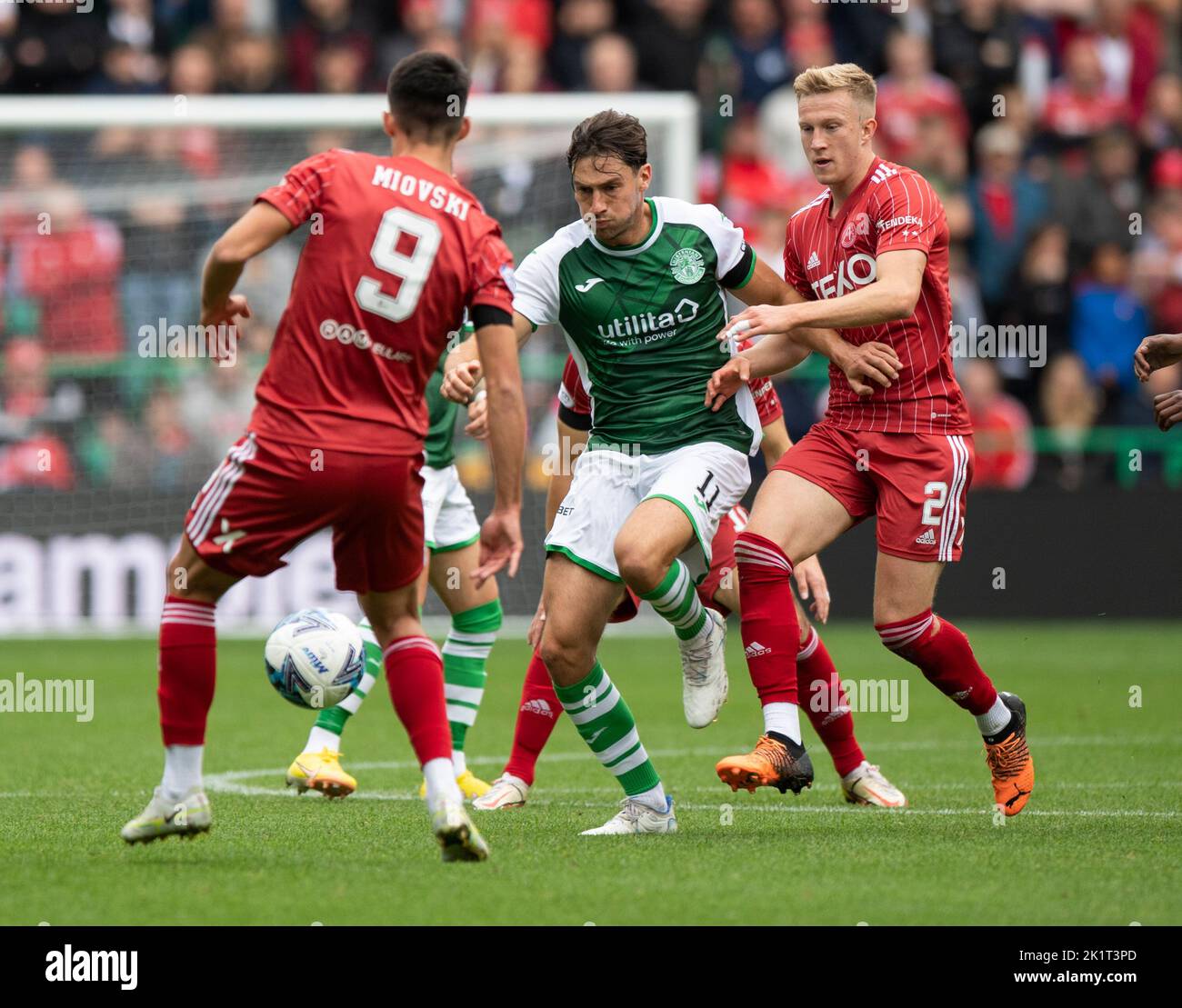 Cinch Premiership - Hibernian / Aberdeen. 17/09/2022. Hibernian ospita Aberdeen nella Cinch Premiership al Easter Road Stadium, Edinburgh, MIDL Foto Stock
