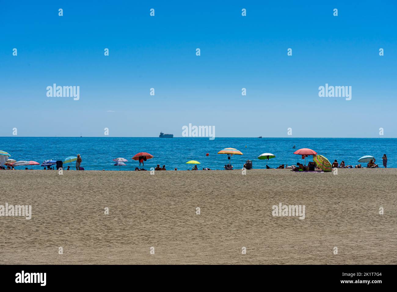 Spiaggia di Malagueta a Malaga, Spagna il 4 settembre 2022 Foto Stock