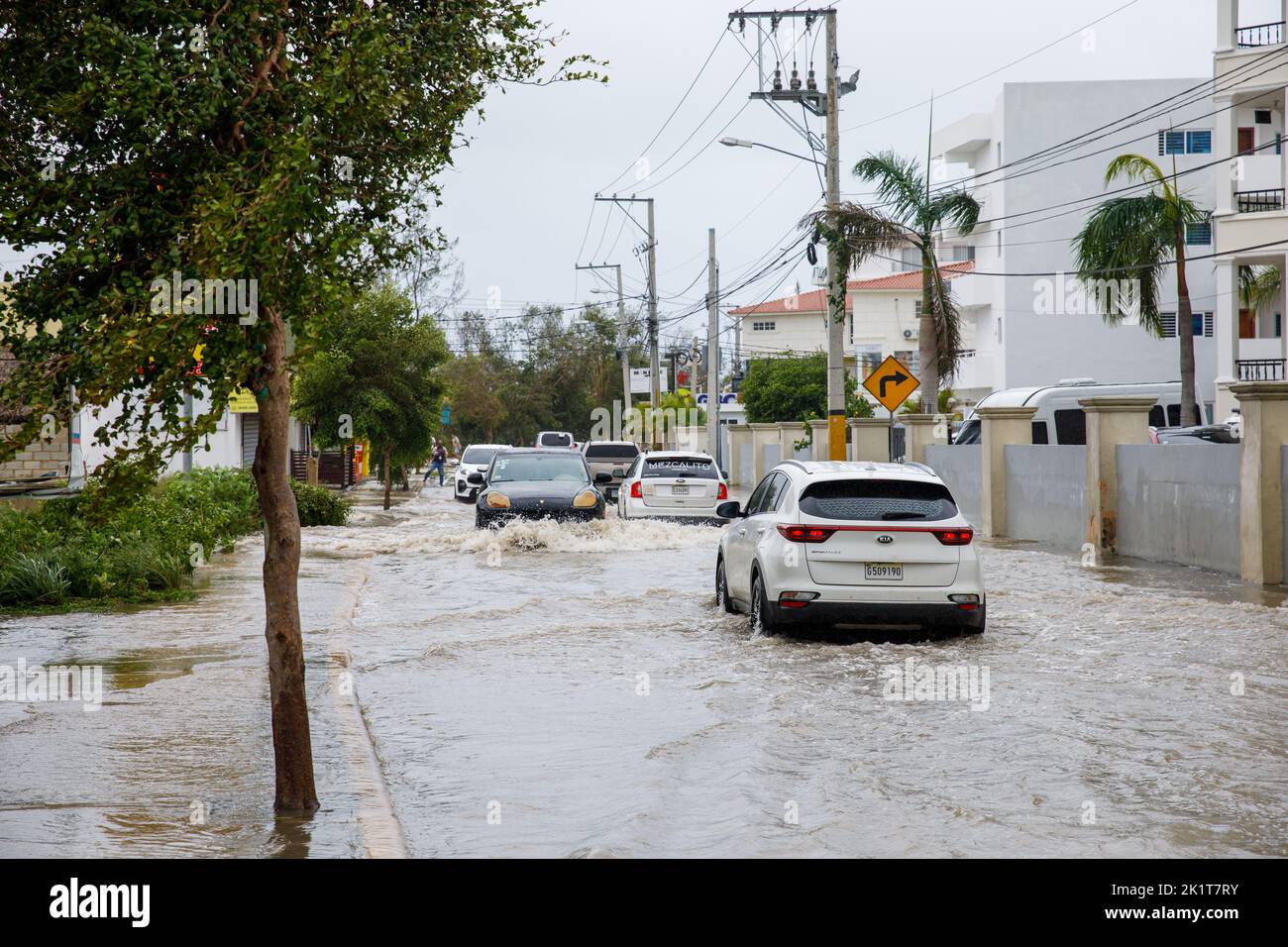 19.09.2022 Repubblica Dominicana Punta Cana Bavaro. Conseguenze dell'uragano Fiona. Foto Stock
