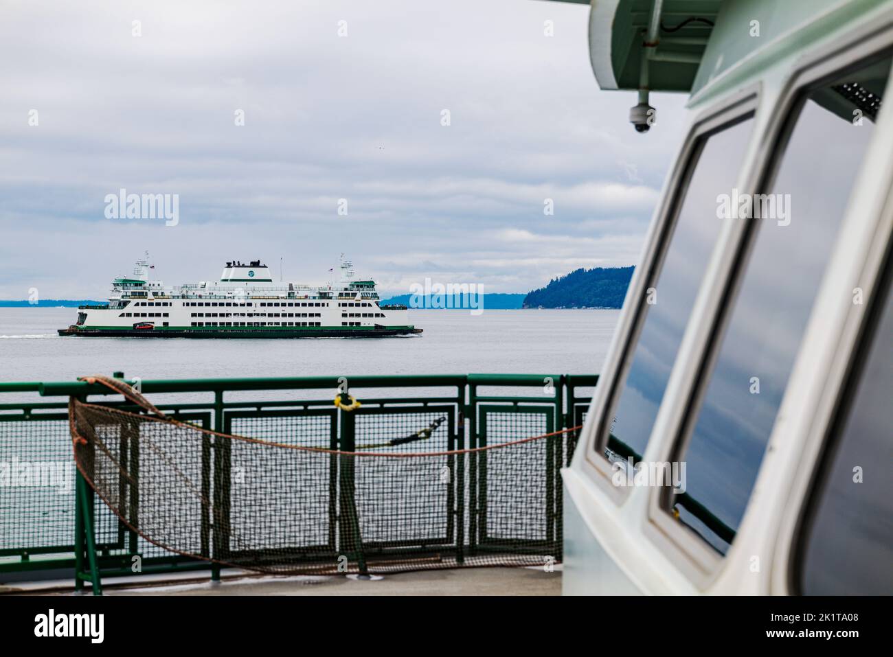 Due Mukilteo - Clinton Ferries; Puget Sound; Washington; USA Foto Stock