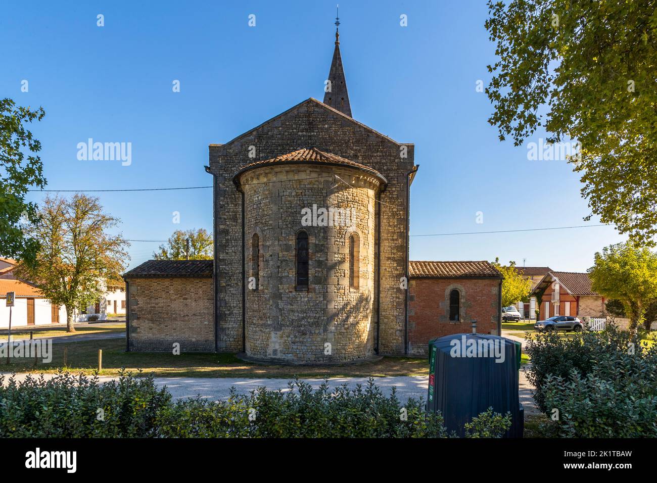 La chiesa di Sainte-Philomène a Naujac-sur-Mer, Lesparre-Médoc, Francia Foto Stock