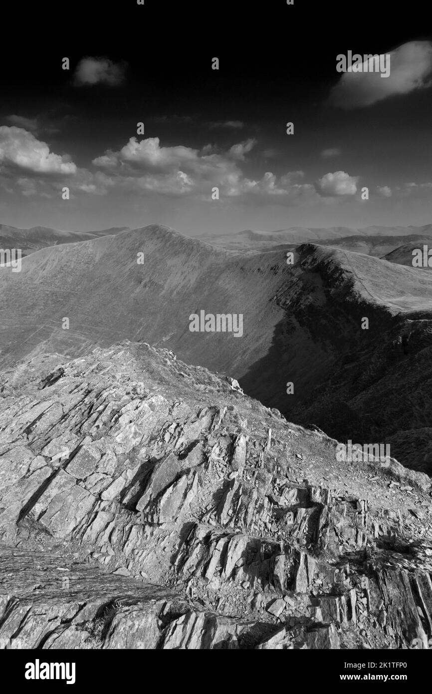 Vista di Grisedale Pike Fell, North Western Fells; Lake District National Park, Cumbria, Inghilterra, Regno Unito Grisedale Pike Fell è uno dei 214 Wainwright f Foto Stock