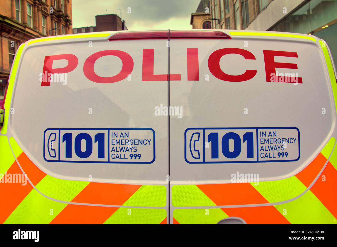 Polizia Scozia alba poleas van car Glasgow, Scozia, Regno Unito Foto Stock