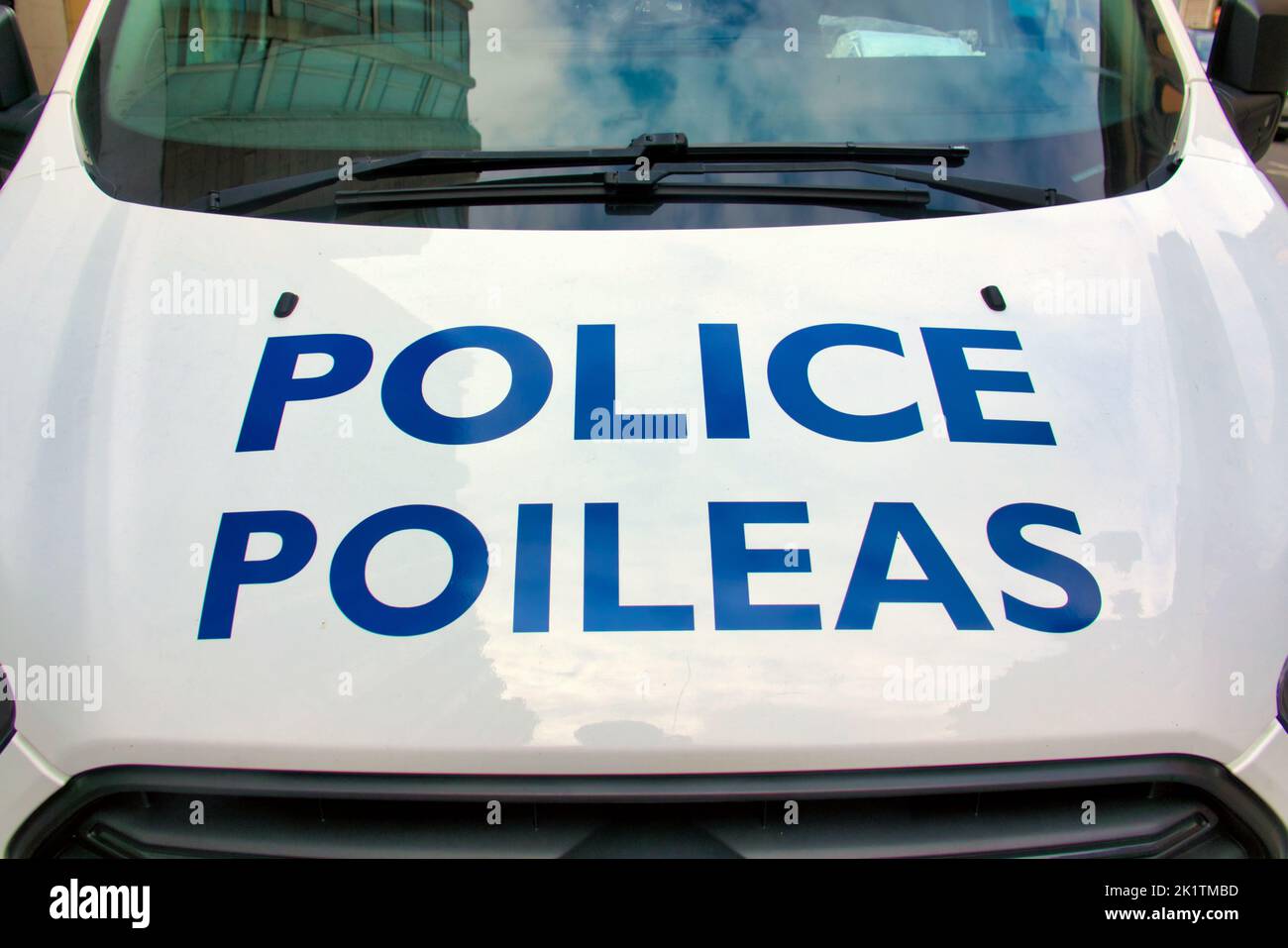 Polizia Scozia alba poleas van car Glasgow, Scozia, Regno Unito Foto Stock