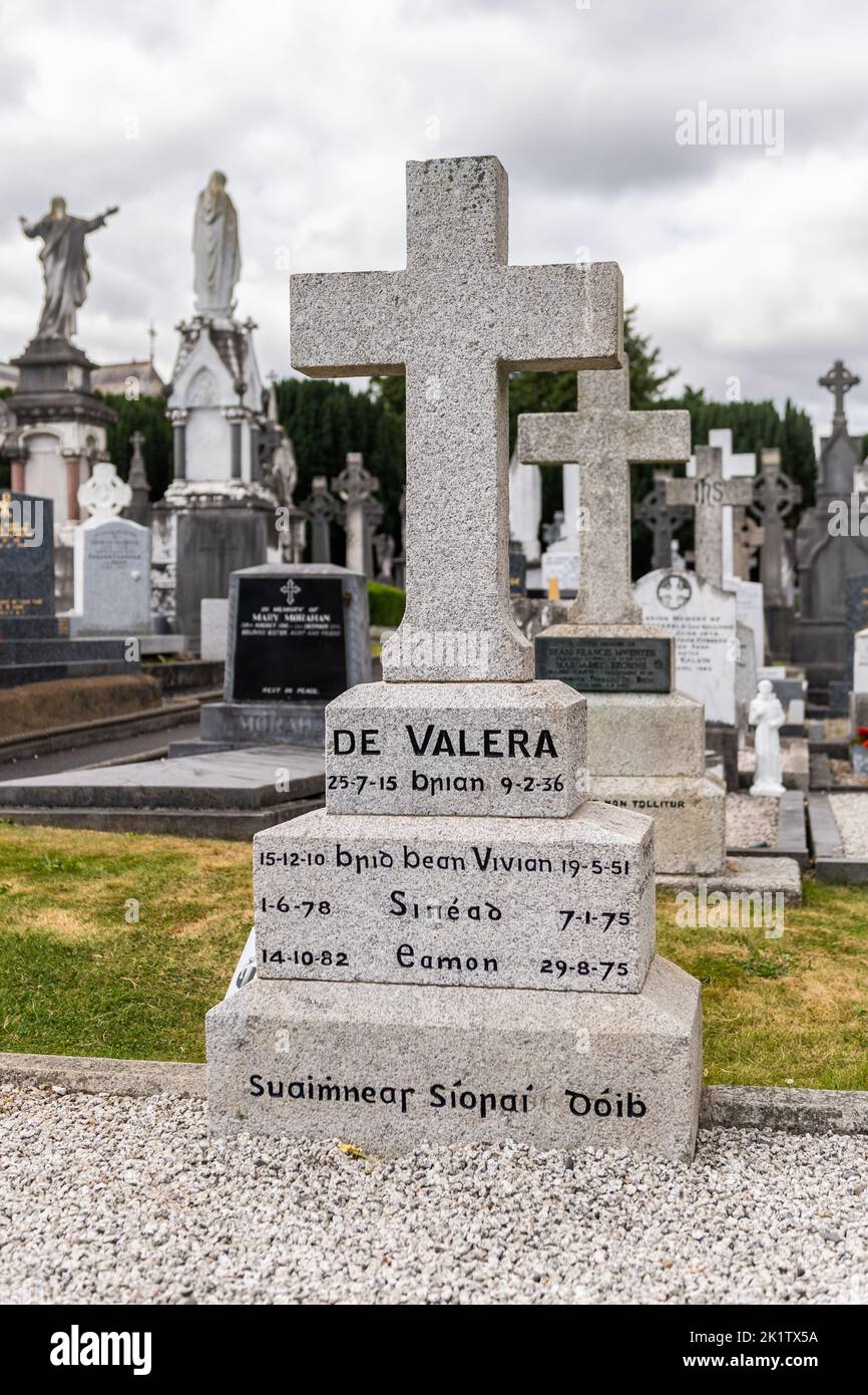 Tomba di Eamon De Valera nel cimitero di Glasnevin, Dublino, Irlanda. Foto Stock