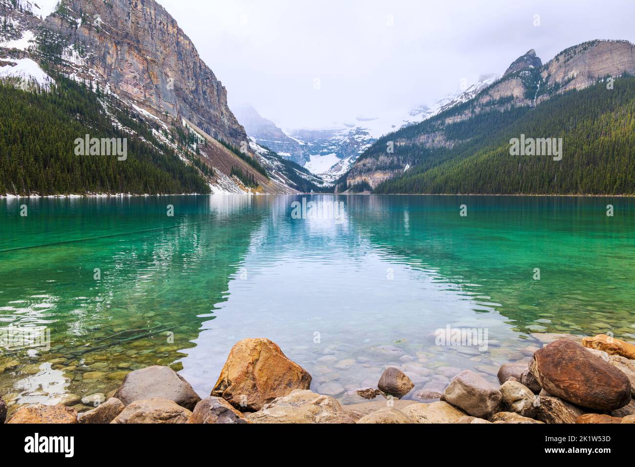Lago Louise; Banff National Park; Alberta; Canada Foto Stock