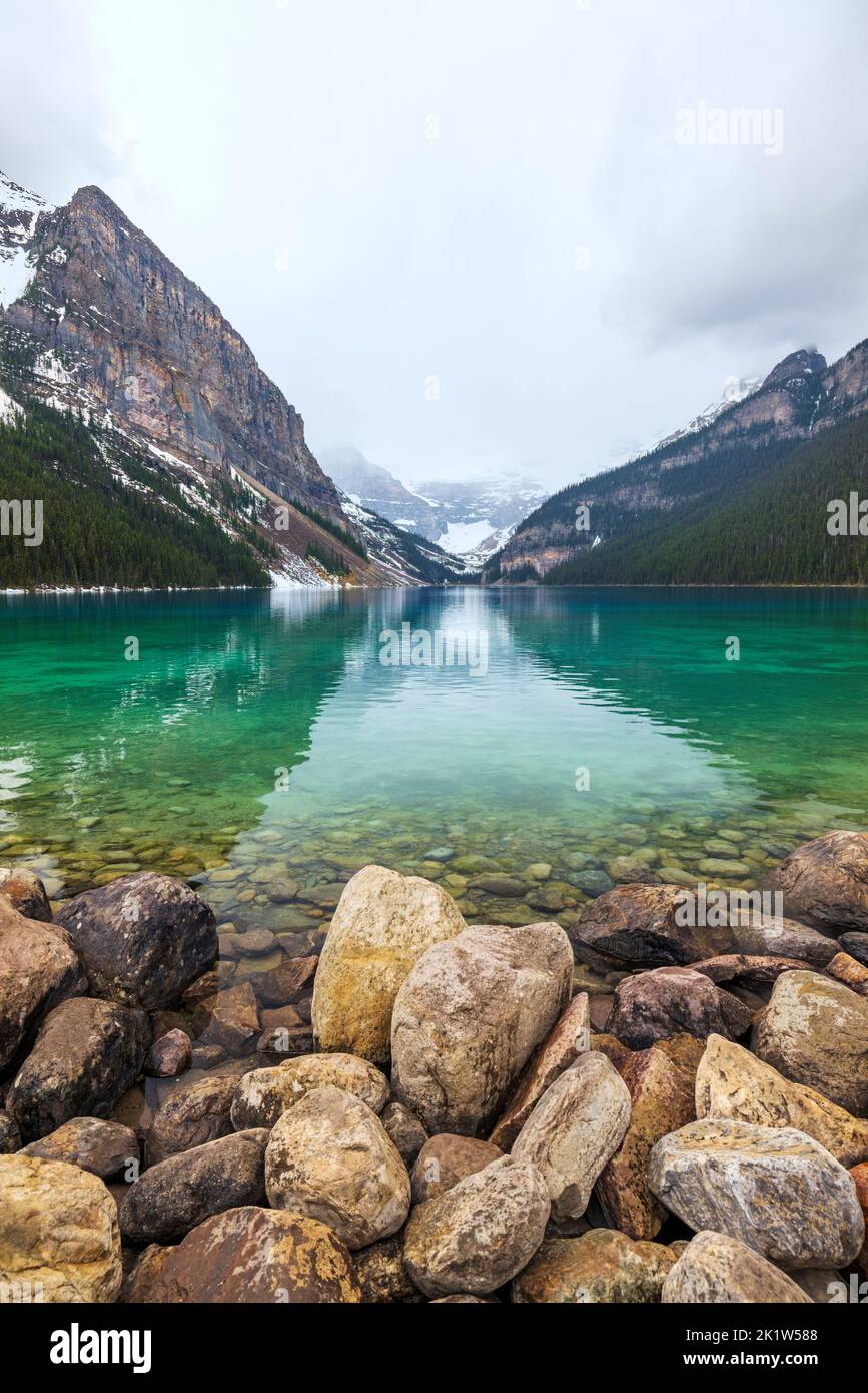 Lago Louise; Banff National Park; Alberta; Canada Foto Stock