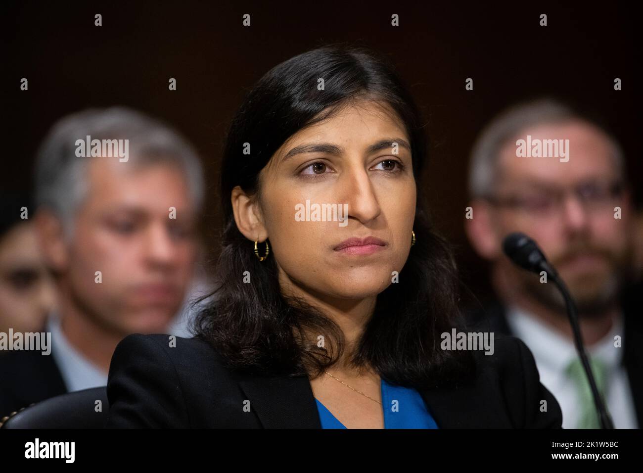 Washington, Stati Uniti. 20th Set, 2022. Lina Khan, presidente della Federal Trade Commission, testimonia durante un'audizione della sottocommissione giudiziaria del Senato sulle leggi antitrust e l'applicazione, al Campidoglio degli Stati Uniti, a Washington, DC, martedì 20 settembre, 2022. (Graeme Sloan/Sipa USA) Credit: Sipa USA/Alamy Live News Foto Stock