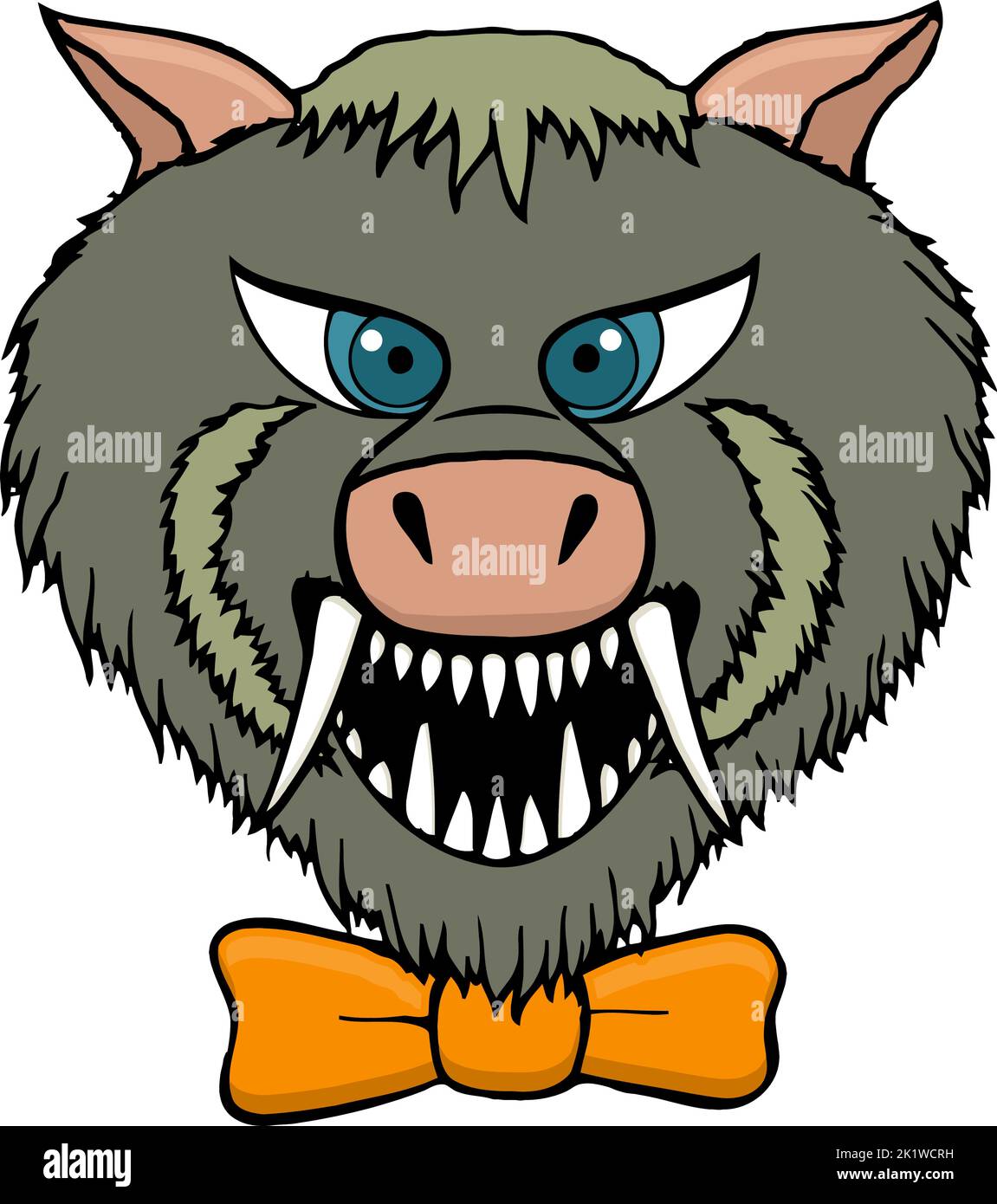 cartoon faccia di un warthog che indossa un bowtie Illustrazione Vettoriale