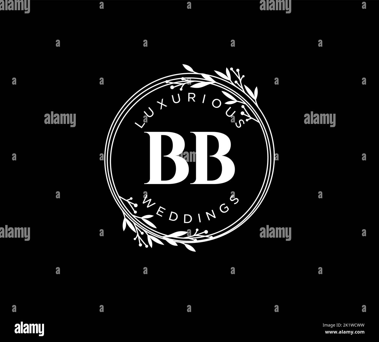 BB iniziali lettera Wedding monogramma modello loghi, disegnati a mano moderno minimalista e modelli floreali per carte di invito, Salva la data, elegante Illustrazione Vettoriale