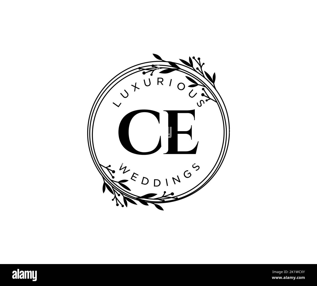 CE iniziali lettera Wedding monogramma modello logo, a mano disegnata moderna minimalista e modelli floreali per le carte di invito, Salva la data, elegante Illustrazione Vettoriale