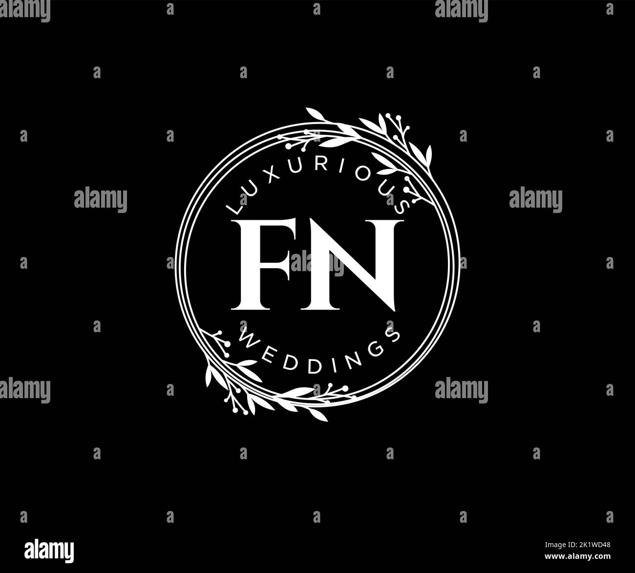 FN iniziali lettera modello logo monogramma matrimonio, modelli moderni minimalisti e floreali disegnati a mano per le carte di invito, Salva la data, elegante Illustrazione Vettoriale