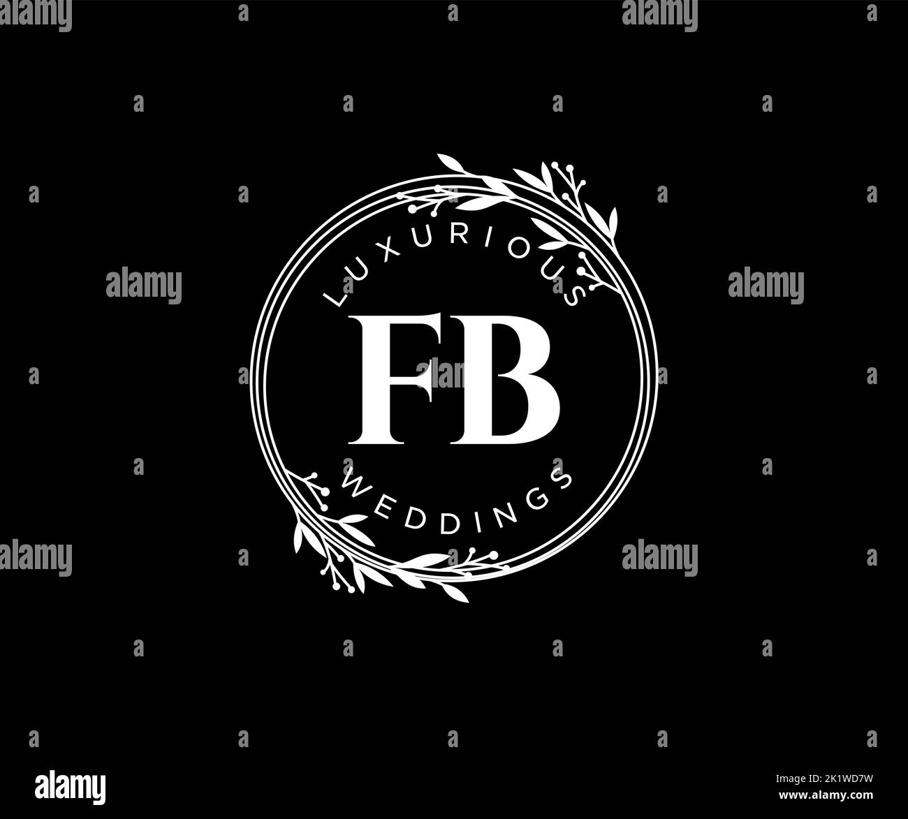 FB iniziali lettera Wedding monogramma modello loghi, disegnati a mano moderno minimalista e modelli floreali per carte di invito, Salva la data, elegante Illustrazione Vettoriale