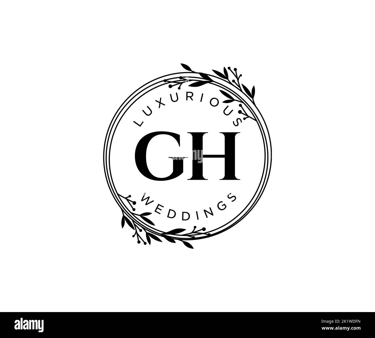 GH iniziali lettera matrimonio monogramma modello loghi, a mano disegnata moderna minimalista e modelli floreali per carte di invito, Salva la data, elegante Illustrazione Vettoriale