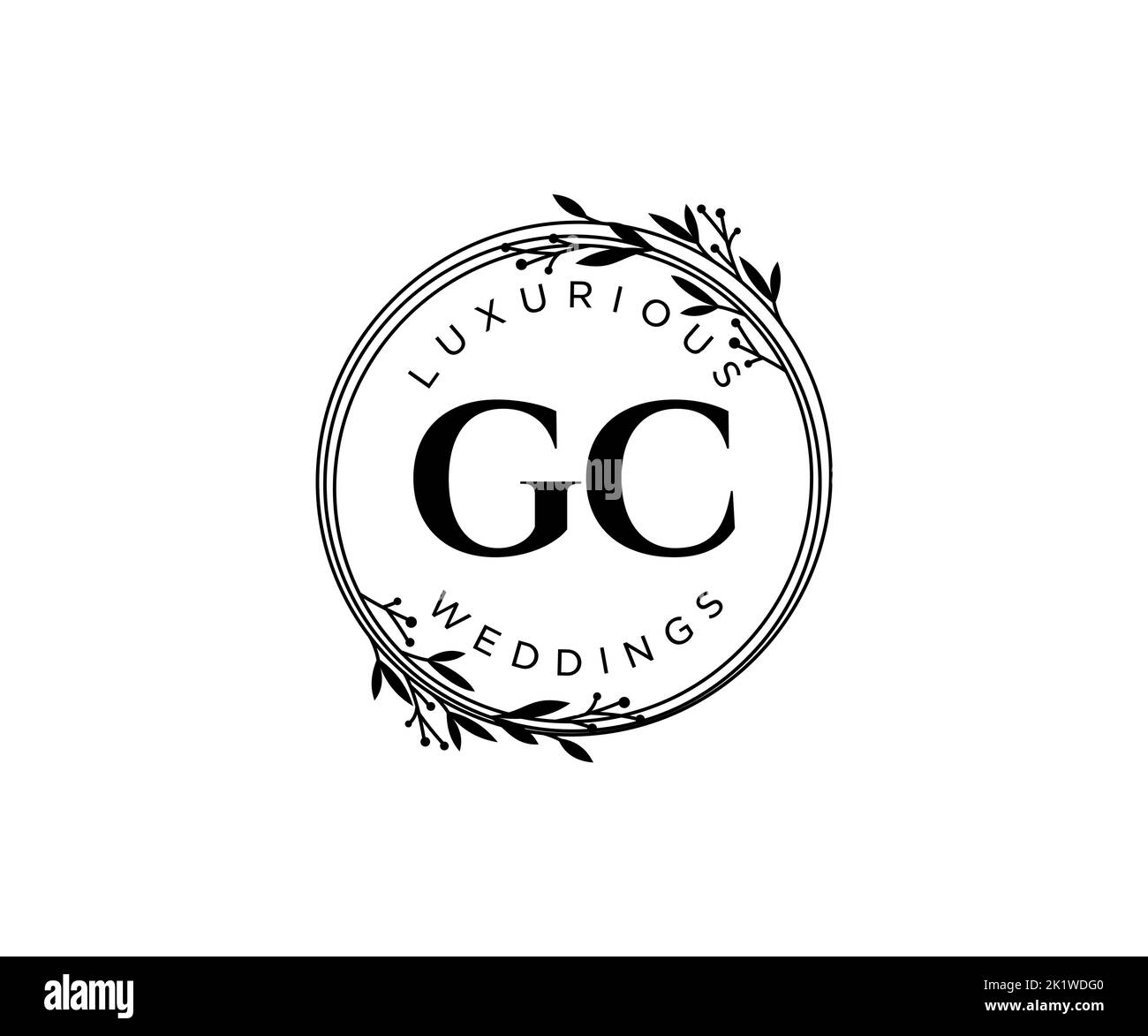 GC iniziali lettera monogramma matrimonio modello logo, a mano disegnata moderna minimalista e modelli floreali per biglietti di invito, Salva la data, elegante Illustrazione Vettoriale