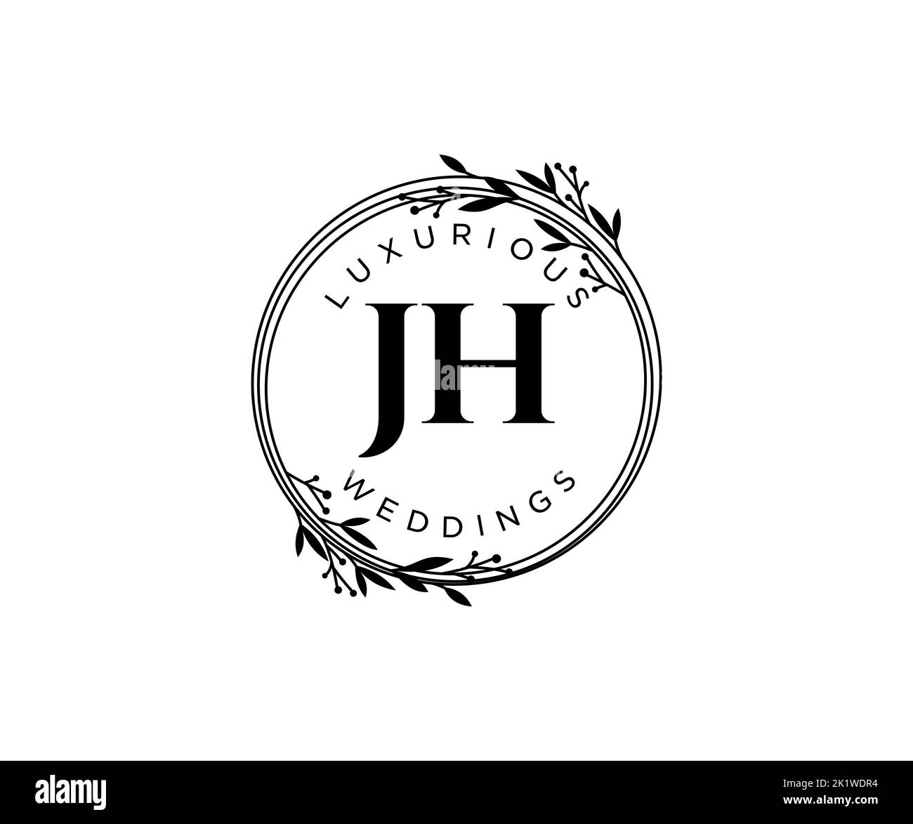JH iniziali lettera matrimonio monogramma modello loghi, a mano disegnata moderna minimalista e modelli floreali per le carte di invito, Salva la data, elegante Illustrazione Vettoriale