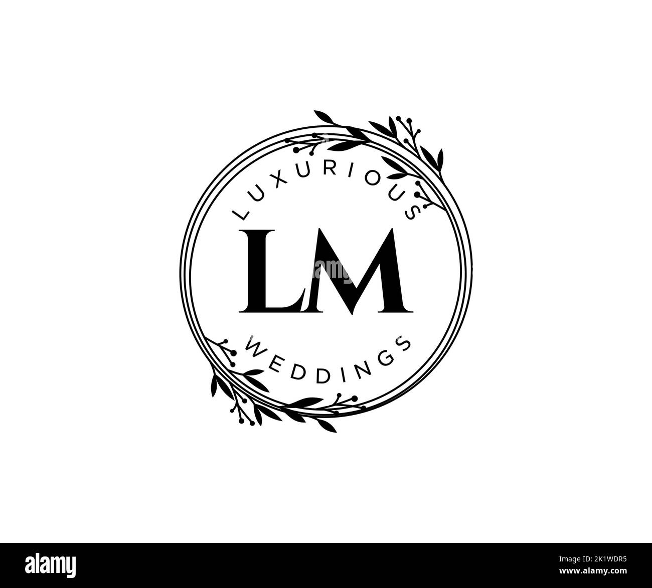 LM iniziali lettera matrimonio monogramma modello loghi, a mano disegnata moderno minimalista e modelli floreali per le carte di invito, Salva la data, elegante Illustrazione Vettoriale