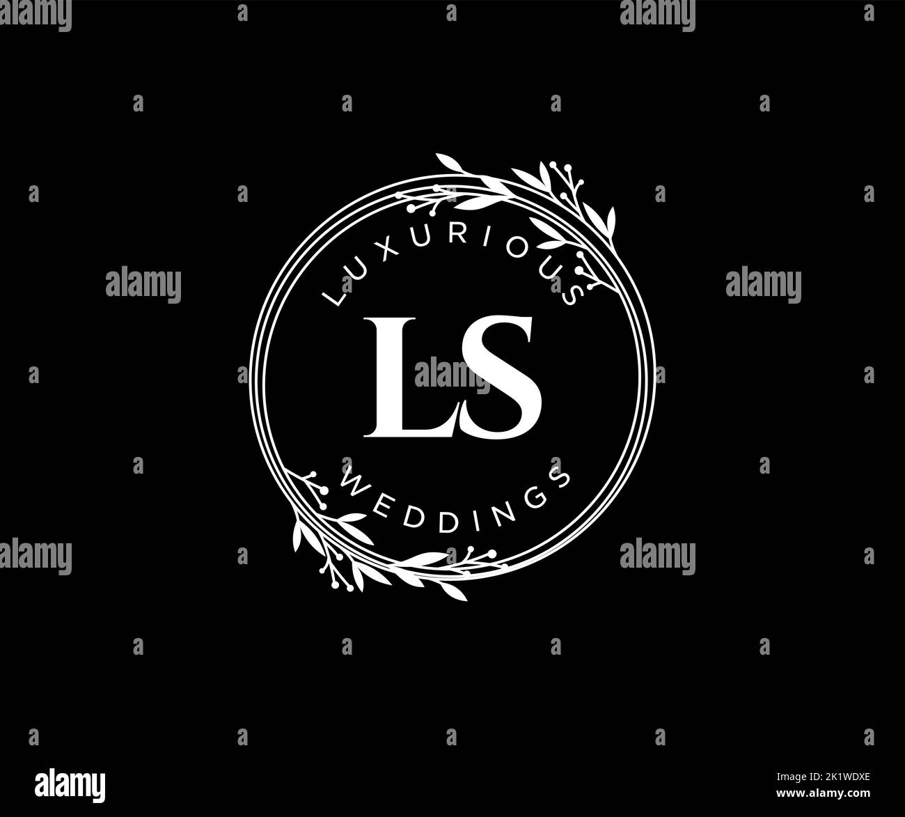 LS iniziali lettera Wedding monogramma modello loghi, a mano disegnata moderna minimalista e modelli floreali per carte di invito, Salva la data, elegante Illustrazione Vettoriale