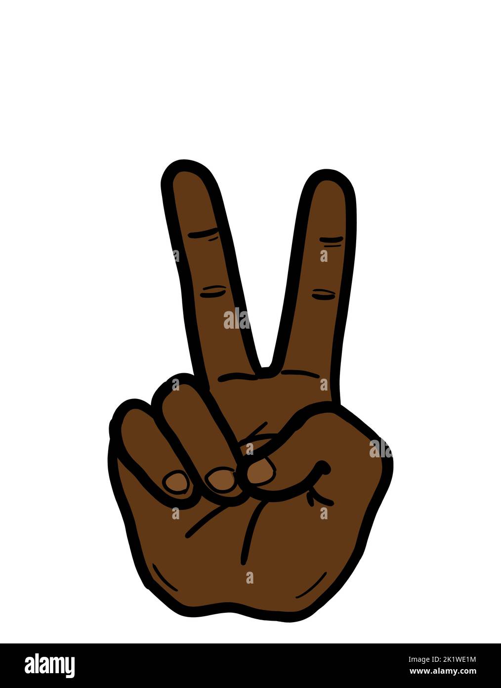 Le vite nere contano. Il segno V è un gesto di mano dell'etnia afro-americana come simbolo di vittoria, pace, successo e antirazzismo. Un'isola di disegno Foto Stock