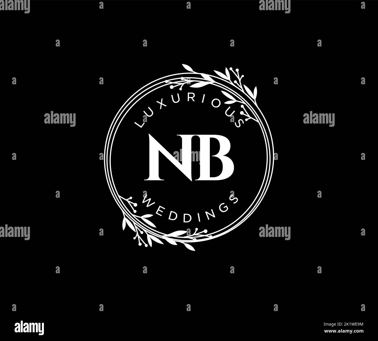NB iniziali lettera Wedding monogramma modello loghi, disegnati a mano moderno minimalista e modelli floreali per le carte di invito, Salva la data, elegante Illustrazione Vettoriale