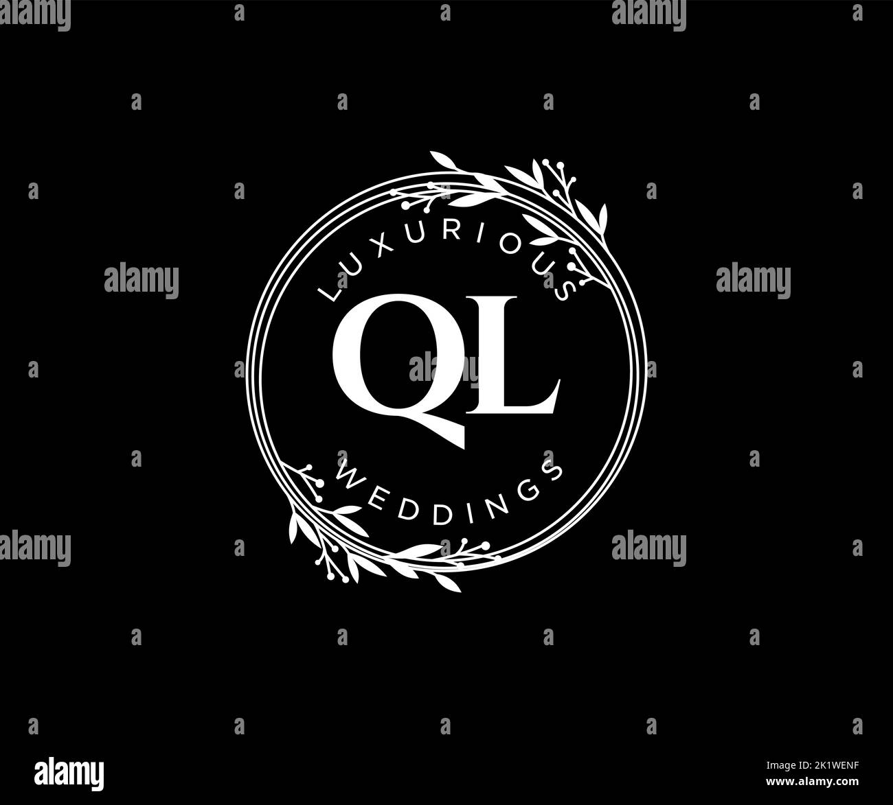 QL iniziali lettera modello logo monogramma matrimonio, modelli moderni minimalisti e floreali disegnati a mano per le carte di invito, Salva la data, elegante Illustrazione Vettoriale