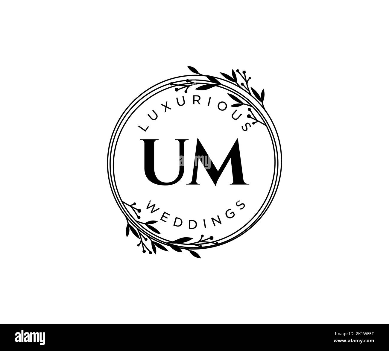 UM iniziali lettera matrimonio monogramma modello loghi, a mano disegnata moderna minimalista e modelli floreali per le carte di invito, Salva la data, elegante Illustrazione Vettoriale