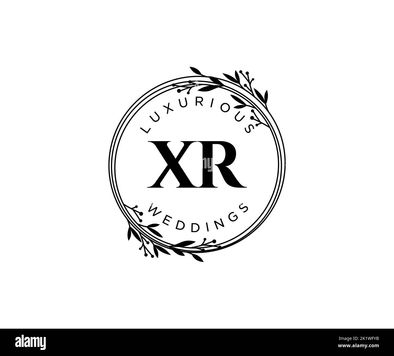 XR iniziali lettera matrimonio monogramma modello loghi, a mano disegnata moderna minimalista e modelli floreali per le carte di invito, Salva la data, elegante Illustrazione Vettoriale