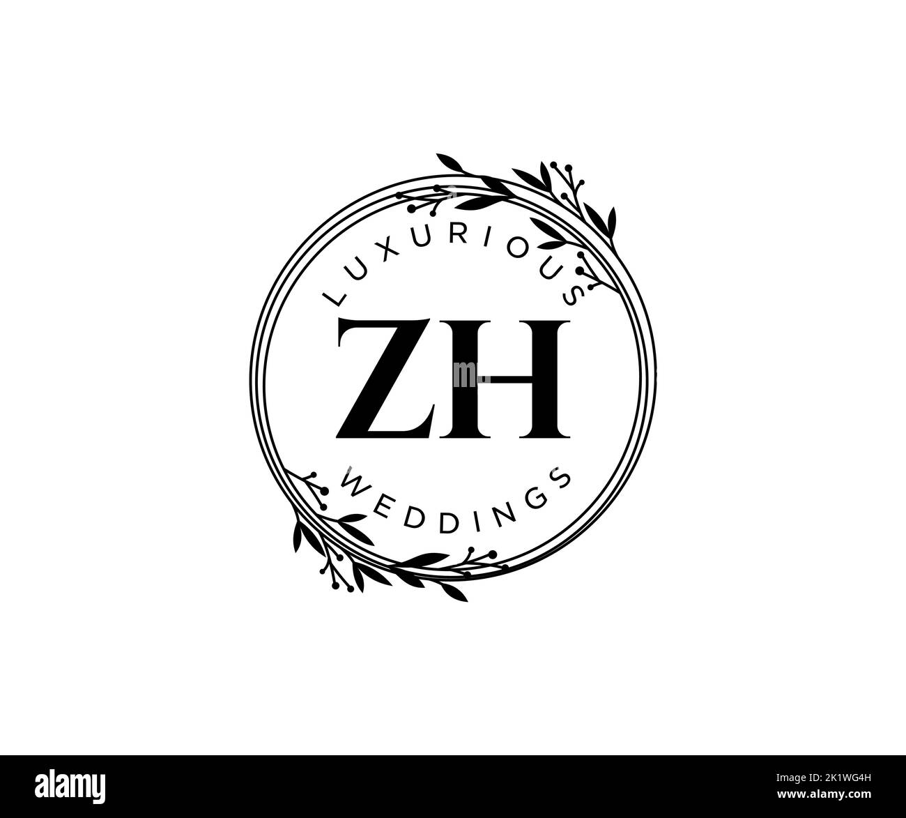 ZH iniziali lettera monogramma modello logo matrimonio, modelli moderni minimalisti e floreali disegnati a mano per carte di invito, Salva la data, elegante Illustrazione Vettoriale