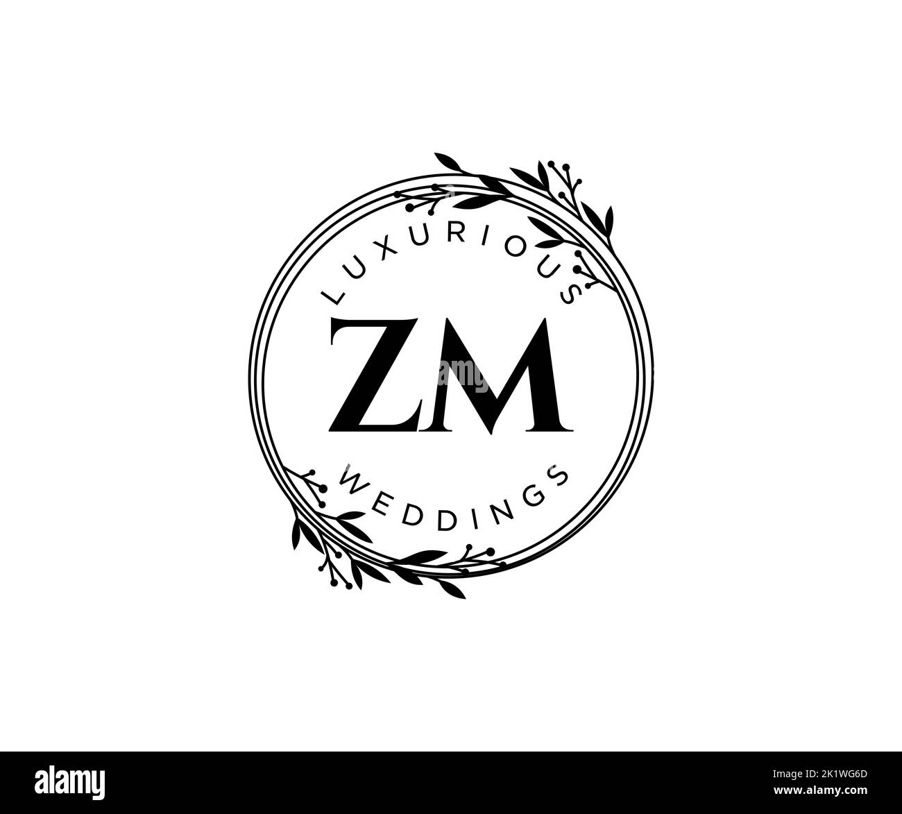 ZM iniziali lettera monogramma modello logo matrimonio, modelli moderni minimalisti e floreali disegnati a mano per carte di invito, Salva la data, elegante Illustrazione Vettoriale