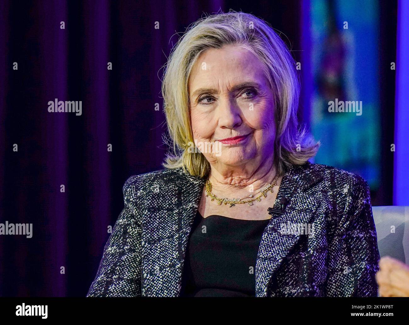 09/20/2022 New York City, New York Secertary Hillary Clinton durante la 2022 Clinton Global Initiative tenutasi all'Hilton Midtown Martedì 20 settembre 2022 a New York City. Foto di Jennifer Graylock-Alamy News 917-519-7666 Foto Stock