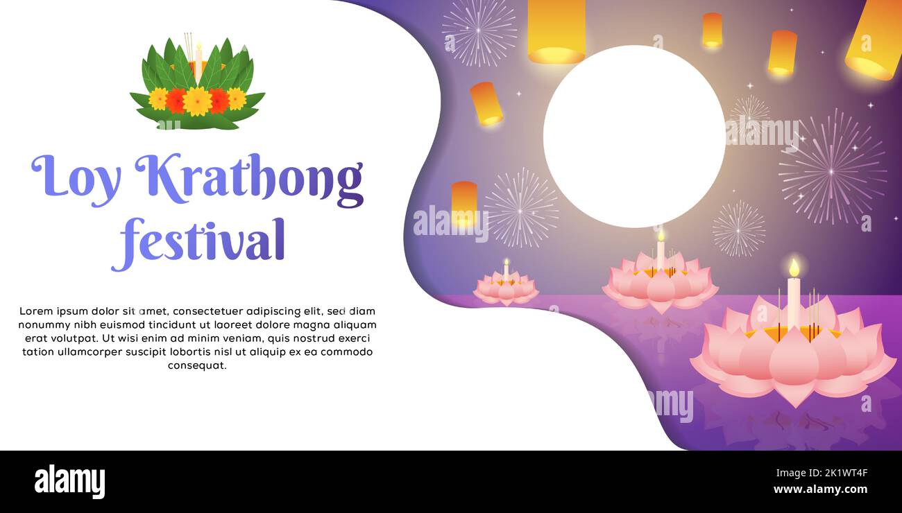 illustrazione banner orizzontale del festival loy krathong Illustrazione Vettoriale