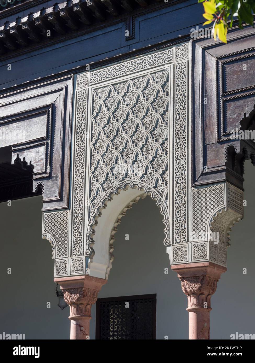 Particolare presso il cortile della Grande Moschea di Parigi, situato nel 5th ° arrondissement e una delle più grandi moschee in Francia Foto Stock
