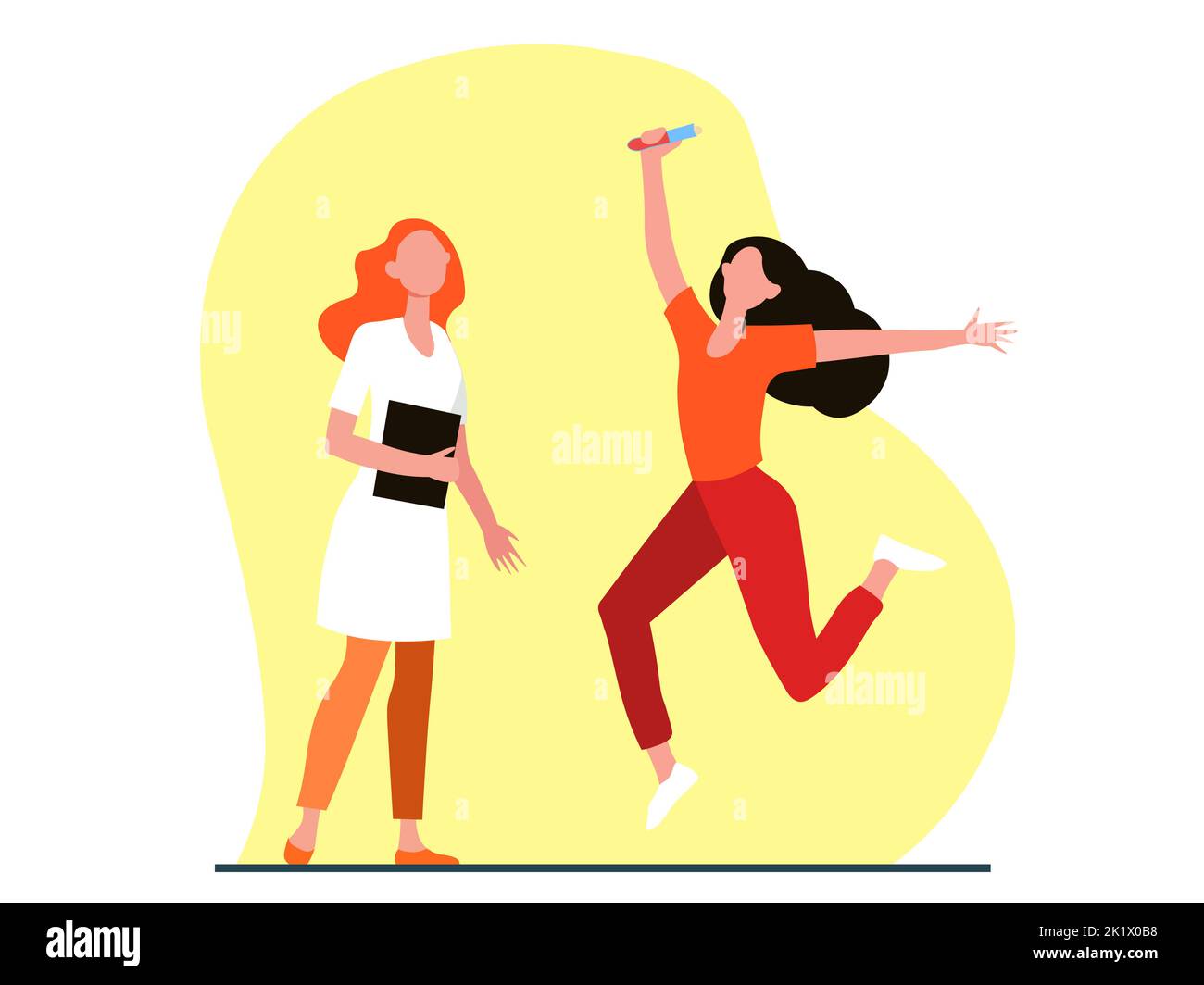 immagine composita yelow sfondo medico felice ragazza Illustrazione Vettoriale