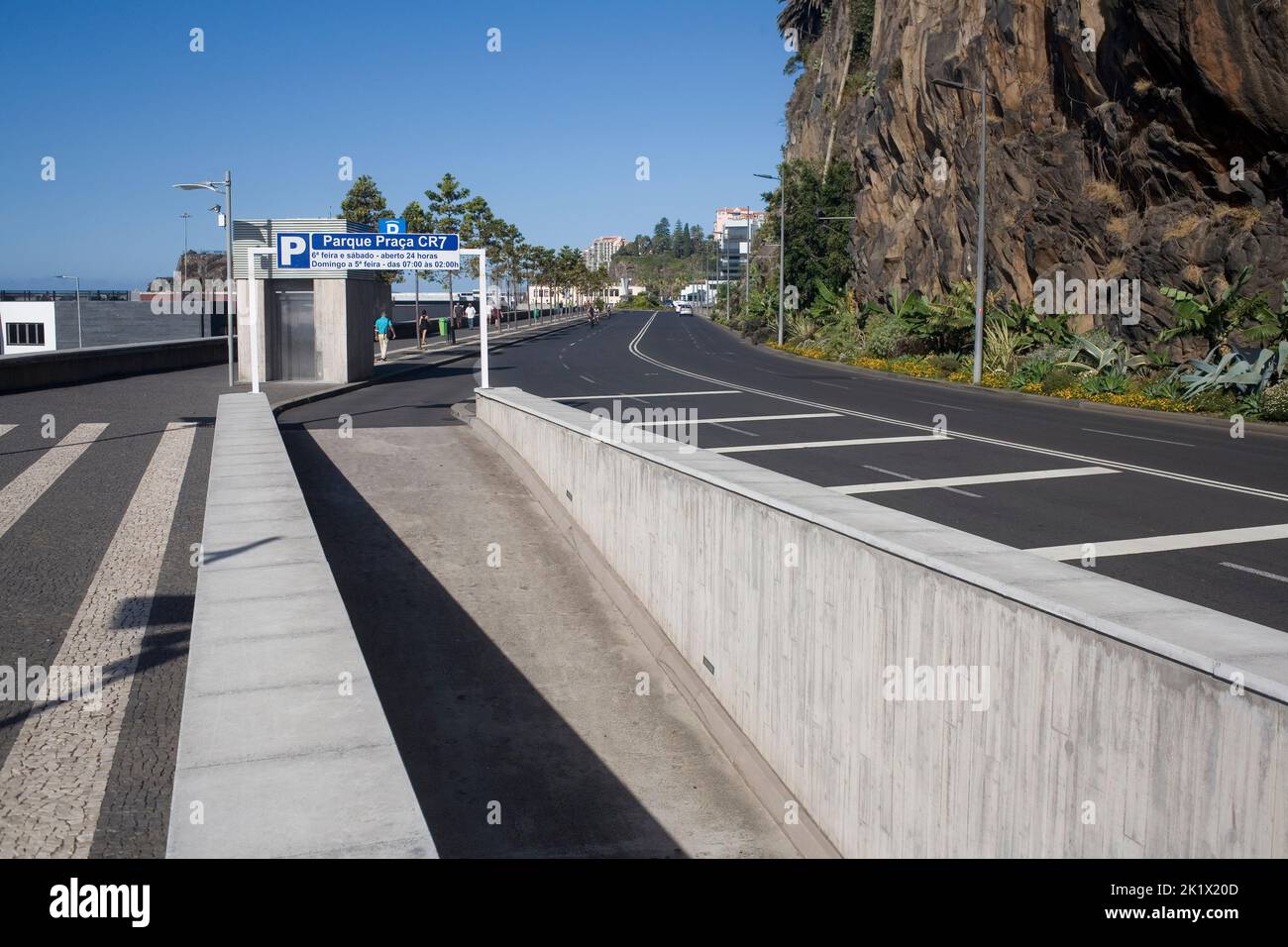 Ingresso al parcheggio auto CR7 sulla Avenida SA Carneiro a Funchal Madeira Foto Stock