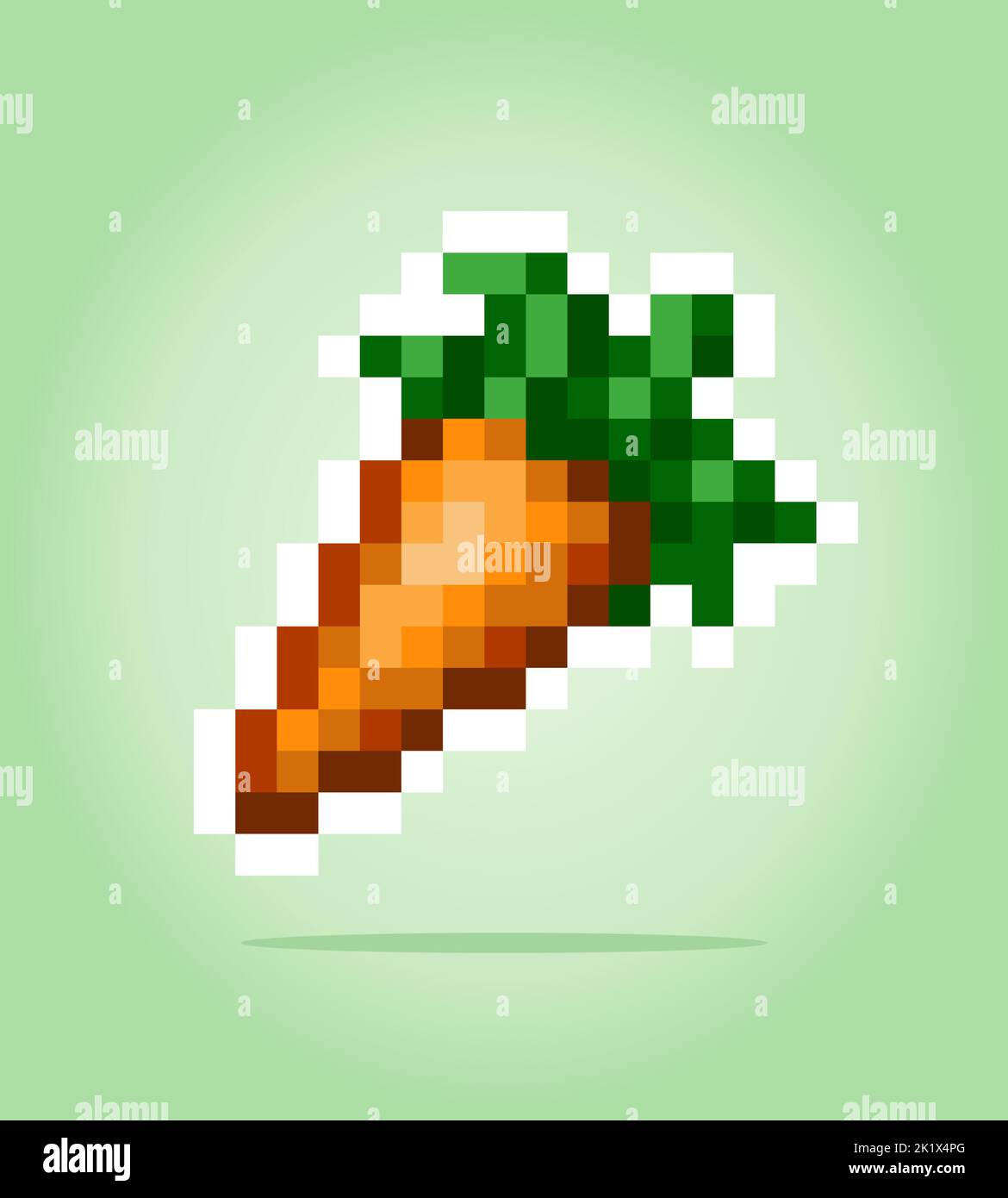 carota a 8 bit. verdure per le risorse di gioco in illustrazione vettoriale. Illustrazione Vettoriale